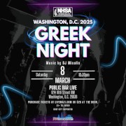 NHSA Spring 2025 Washington, DC Convention & Hellenic Weekend Greek Night at Public Bar Live in Washington, DC on Saturday, 3/8/2025. Sounds by DJ Mixalis!  Click here for details!