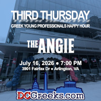 Third Thursday Greek Young Professionals Happy Hour -- 7/16/26 at The Angie Ballston in Arlington, VA! Click here for details!