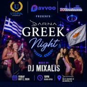 Ravvoo in association with Utopia & DCGreeks.com presents Greek Night at Darna in Arlington, VA on Friday, October 2, 2026, featuring sounds by DJ Mixalis. Click here for details!