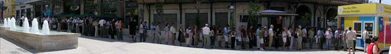 Athenians lined up shortly before noon on Saturday, August 7th, 2004, with hopes of purchasing Olympic tickets.