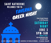 St. Katherine welcomes you to its Taverna Greek Night on Saturday, June 3, 2023 from 9:00 PM - 1:00 AM at St. Katherine's in Falls Church, VA, featuring Live Music and DJ Manolis Skodalakis! Click here for details!