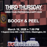 Third Thursday Greek Young Professionals Happy Hour -- 3/19/26 at Boogy & Peel in Washington, DC! Click here for details!