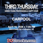 Third Thursday Greek Young Professionals Happy Hour -- 4/16/26 at Carpool in Arlington, VA! Click here for details!