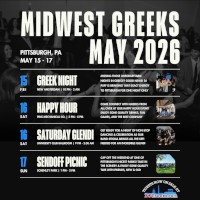 Join Greeks and Philhellenes from over the Midwest and beyond from 5/15/26 - 5/17/26 in Pittsburgh, PA for three days of parties at the third annual Midwest Greeks event! Ticket packages are now on sale exclusively at DCGreeks.com! Click here for details! Join Greeks and Philhellenes from over the Midwest and beyond from 5/15/26 - 5/17/26 in Pittsburgh, PA for three days of parties at the third annual Midwest Greeks event! Ticket packages are now on sale exclusively at DCGreeks.com! Click here for details!