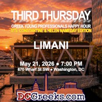 Third Thursday Greek Young Professionals Happy Hour -- 5/21/26 at Limani in Washington, DC! Click here for details!